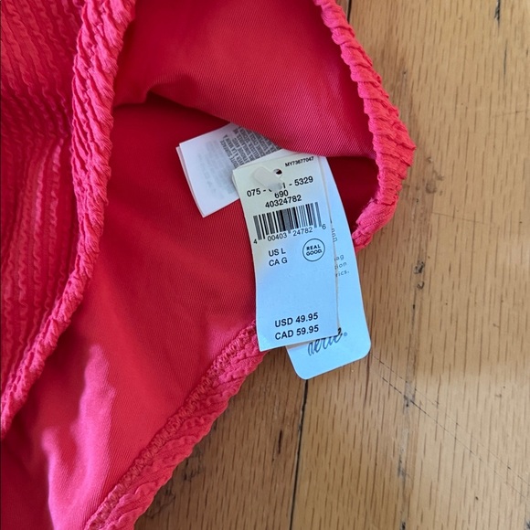 Aerie | Ruby Red Grapefruit | ribbed one piece swim suit | NWT | size L - Picture 3 of 6